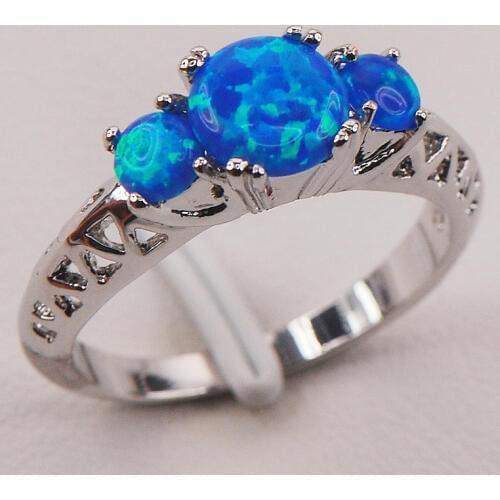 Blue Fire Opal 925 Sterling Silver Woman Ring Size 6 7 8 9 10 11 F596 Fashion Wholesale Jewelry Free Shipping
