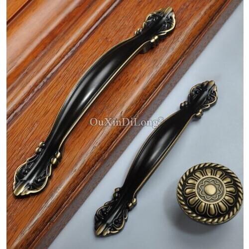 10PCS European Solid Brass Kitchen Door Handles Cupboard Wardrobe Drawer Cabinet Pulls Handles&Knobs Furniture Hardware