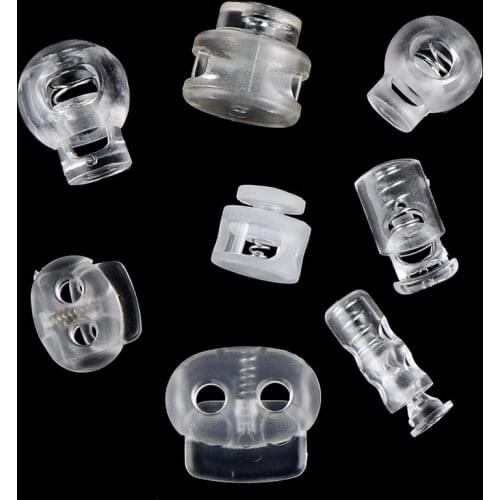 10pcs Cord Locks Plastic Stopper Cord Ends Toggles Clip Buckle Transparent Clear Frost Shoelace Sportswear DIY Bag Accessories