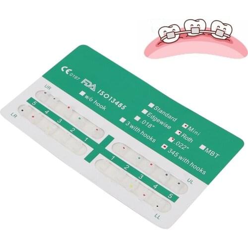 20 Pcs Dental Orthodontics Brackets Ceramic Roth 0.22 3-4-5 Hooks Teeth Correction Brace Support For Allergic Metal Materials