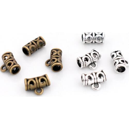 30pcs/lot Antique Silver and Bronze Plated Charm Bail Beads Pendant Clip Clasp Connectors for Bracelet Necklace Jewelry Making