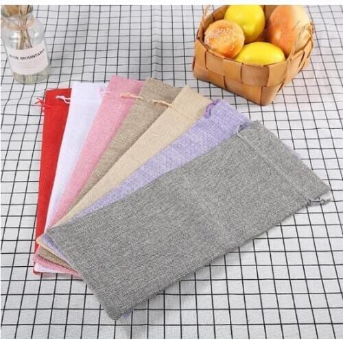 300pcs 16*37cm Rustic Jute Burlap Wine Bags Drawstring Wine Bottle Covers Weddings Party Champagne Gift Package Bags