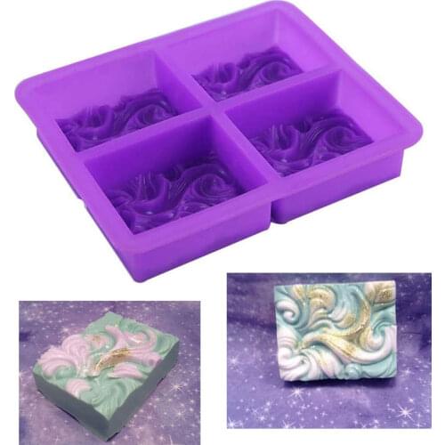 4Cavity Ocean Wave Soap Mold Sea Wave Silicone Cake Baking Pan Jelly Pudding Mousse Moulds Silicone Mold for Soap Making
