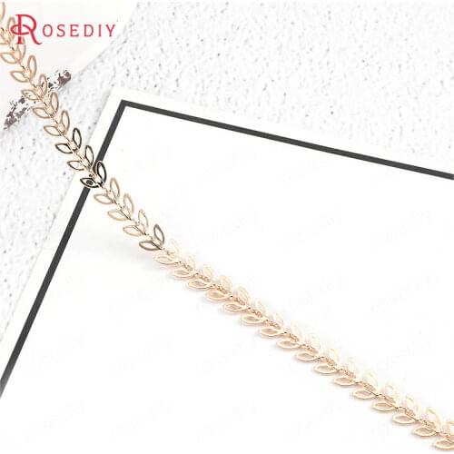 50CM Per Piece Chain Width 6.5MM 24K Gold Color Brass Tree Leaf Necklace Chain High Quality Diy Jewelry Findings Accessories