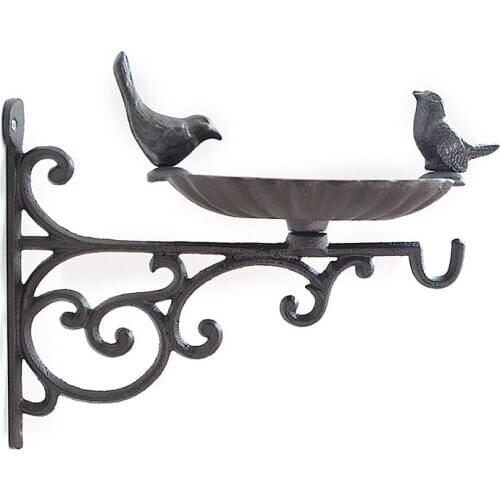 European Style Cast Iron Garden Decor Vintage Metal Bird Feeder with Hooks