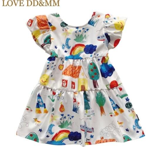 LOVE DD&MM Girls Dresses Kids Graffiti Clothes Princess Short Sleeve Dress Children Sweet Party Fancy Vestidos 2-7 Years