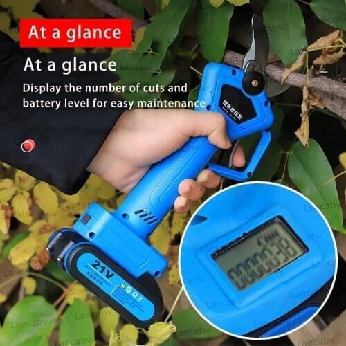 21V with power display Electric Pruning Scissors with 2 Battery Fruit Tree 35mm Shears Electric Fruit Branch Cutter
