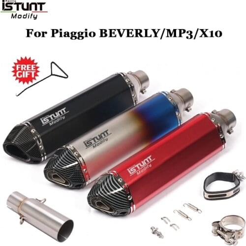 Motorcycle Exhaust Muffler Middle Link Pipe Slip-On Escape Piaggio MP3 125 2008-2014 BEVERLY 125 300 2009-2016 X10 125 2012-2016