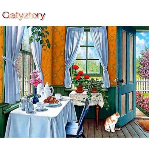 GATYZTORY 40x50cm Frameless painting by numbers Landscape On Canvas pictures Home Decoration DIY For Unique Gift