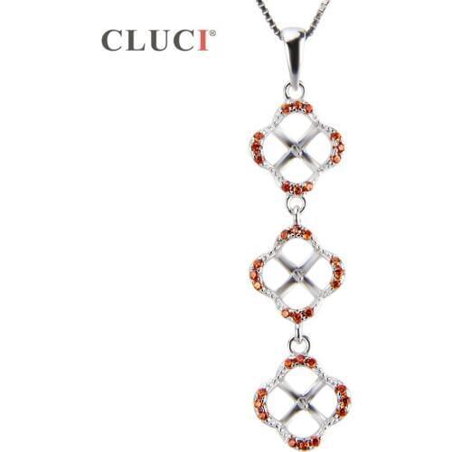 CLUCI Four Leaf Clover Luxury Necklace Pendant 925 sterling silver Pearl Pendant accessory for girls/women jewelry DIY SP167SB