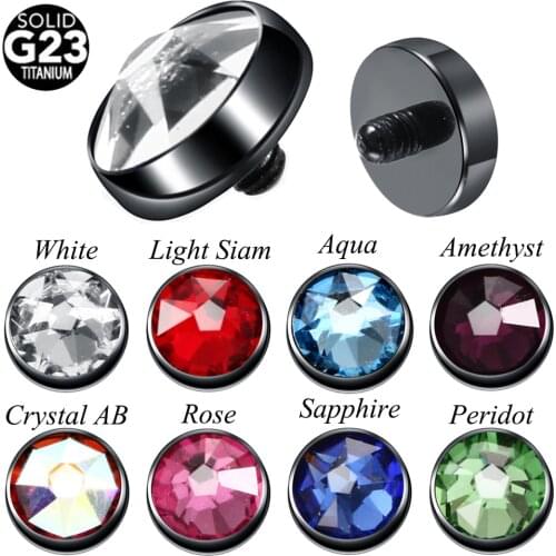 1Pc Titanium Micro Dermal Anchor Top Piercing Threaded Dermal Top Skin Diver Crystal Hide in Surface Body Piercing Jewelry