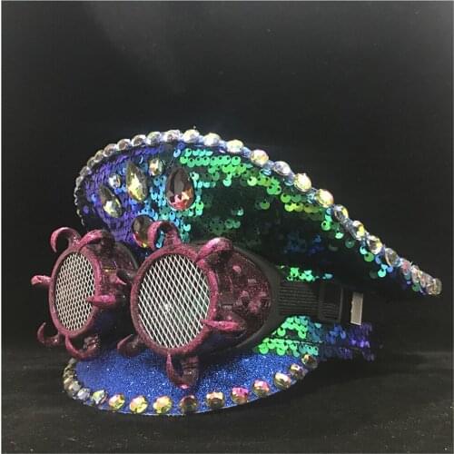 Men Women Green Police Hat With Metal Classes Performance Military Hat Captain Hat Adult Hat Fascinator