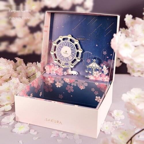 Fangsen Garden Music Party Girl Heart Box Stereo Cherry Blossom Wedding Companion Gift Box Ins Box