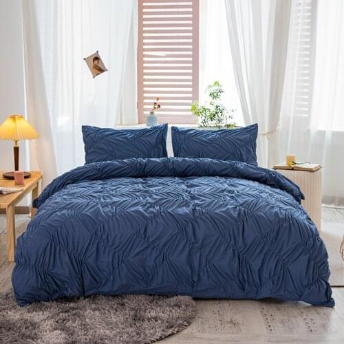 Nordic Pinch Pleat Modern Bedding Set 2/3 Pcs Quilt Single Double Pillowcase King Queen Size 220X240 Luxury Duvet Cover