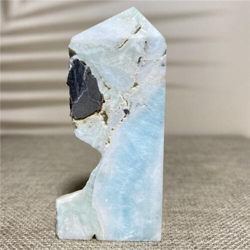 Natural Larimar Geode Quartz Crystal Treatment Gift Home Furnishing Decoration Point Energy Stone And Reiki Healing Specimens