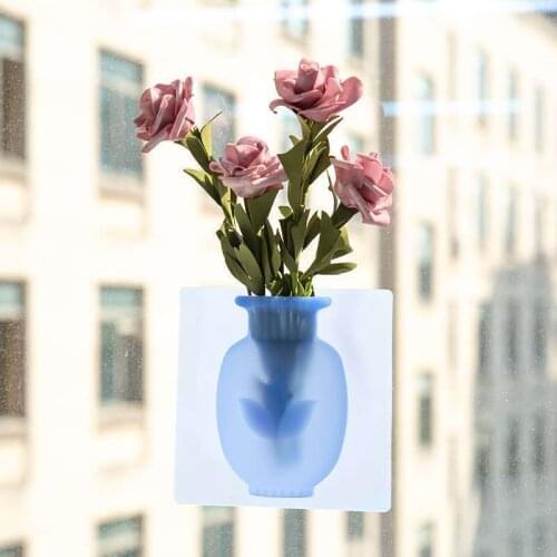 NEW Wall Vase Home Decoration Accessories Silicone Sticky Vase Stick Smooth Wall Glass Fridge Magic Flower Plant Vases pot