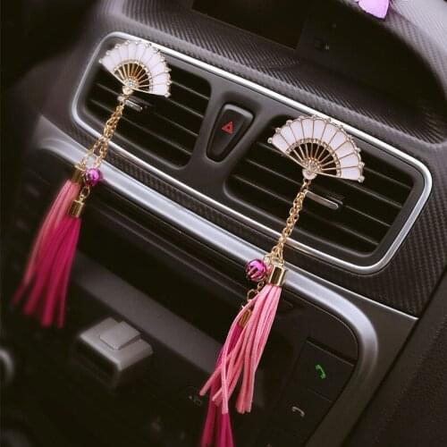 Car Air Freshener Diamond Fan tassel Auto outlet Perfume Vent Airfreshener Women Air Conditioning Clip Diffuser solid perfume