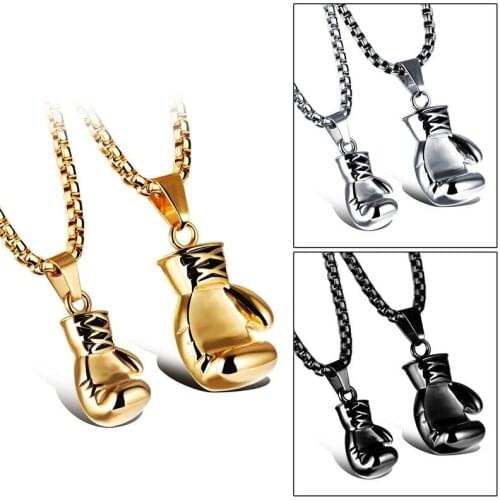 60CM 55CM YMS N415 Jewelry 2021 Trend Europe Couple Men Necklaces For Women Stainless Steel 24K Gold Fashion Boxing Gloves Chain