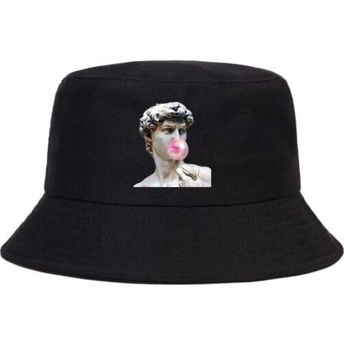 MICHELANGELO Funny Print Bucket Caps Summer Foldable Sunscreen Fishermans Panama Hats Man Woman Anime Hip Hop Buckets Hat