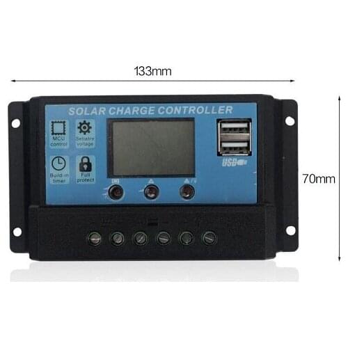 Solar Panel Regulator 30A 12V 24V Auto Dual USB Digital Display Solar Charge Controller for Lead Acid Battery
