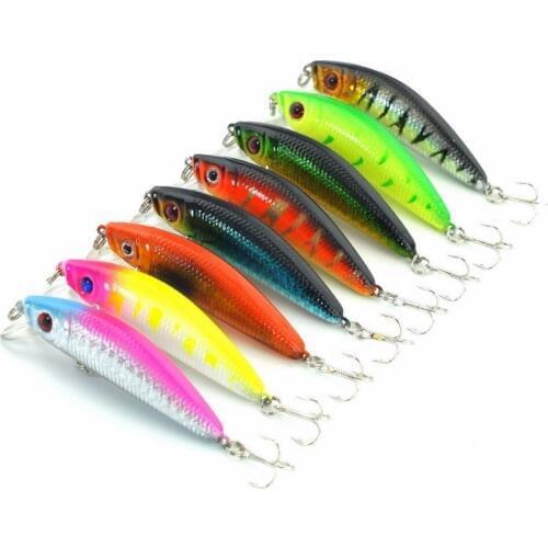 HiUmi 1PC 8Colors 5.8cm 7.9g Fishing Lure Minnow Hard Bait with 2 Fishing Hooks Fishing Tackle Lure 3D Eyes