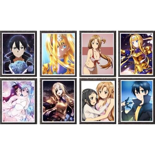 SAO Sword Art Online Anime Character Fan Art Design Poster Artwork Wallpaper,8 x 10 Inches,No Frame,8PCS