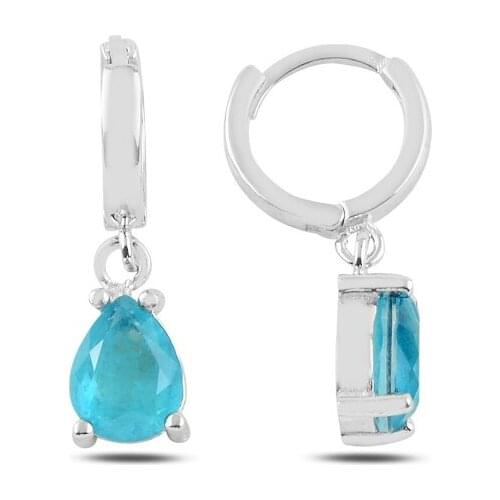 Silver 925 Sterling Drop Paraiba Zircon Leading Team Earrings