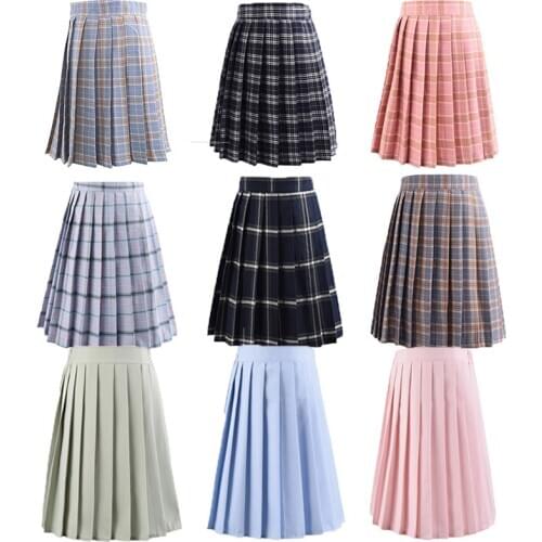Japanese School Dresses Large-Size S-5XL Women Cosplay Anime Plaid Pleated Skirt For Girls High School Uniforms Students Skirt