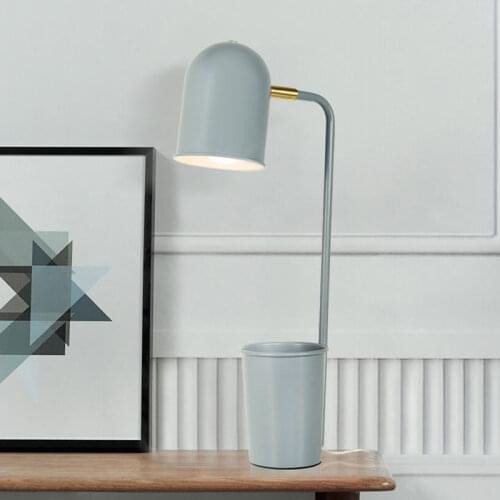 Nordic Pen Holder Iron Table Lamps for Living Room Reading Bedroom Bedside Study Office Modern LED Desk Lamp Lighting Fixtures