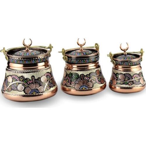 SONAYCOPPER Three Different Size Copper Food Storage Container, Spice Container, Home Decoration, Handmade Copper Container