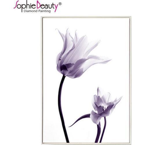 Sophie Beauty Diy Diamond Painting Cross Stitch Round Full Beaded Embroidery Purple Lily Flower Square Handcraft Mosaic Home Art