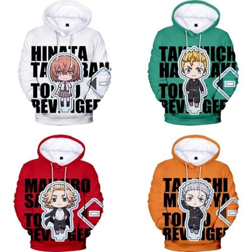 Cute Printing Anime Tokyo Revengers 3D Hoodies Men Women Sweatshirts Autumn Hip Hop Cartoon Hooded Casual Boys/Girls Pullovers