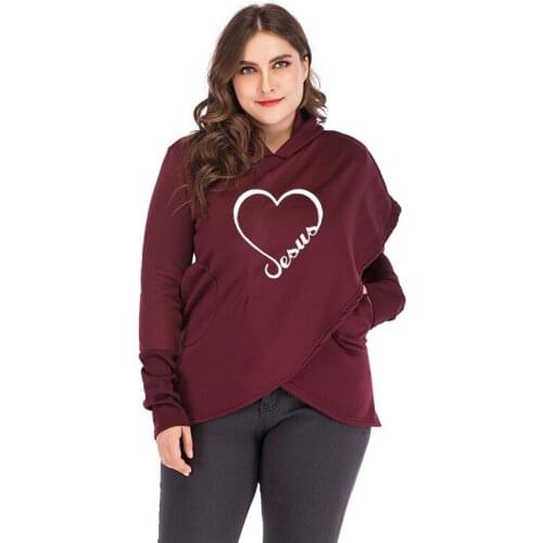 Oversized Hoodies Women Autumn Winter Fashion Jesus Heart Print Long Seleeve Warm Pullovers Casual Sweatshirt Tops Ropa Mujer