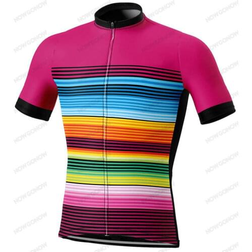 2021 Cycling Jersey Women Short Sleeve Summer Rainbow Multicolor Bike Wear Clothing Shirt Rose Cozy Breathable Short Sleeve