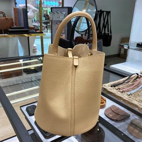 Oroton Bucket Genuine Leather Cow Solid Color Women Handbags Crossboday Bags Large Capacity Messenger Broadband Female Handbag