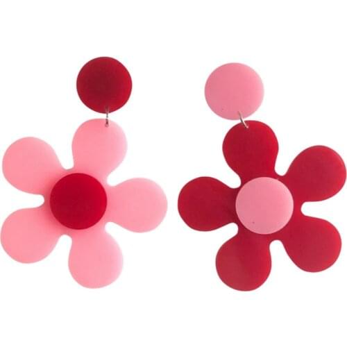 Fashion Coforful Lovely Flowers Acrylic Earrings for Women Girls Long Tassel Funny Cute Summer Dangle Earrings Jewelry Brincos