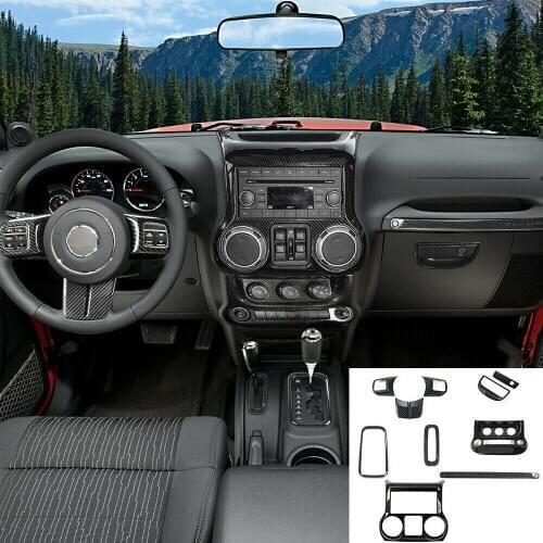 10pc/set Car Interior Parts Dashboard Decoration Cover For Jeep Wrangler JK JKU
