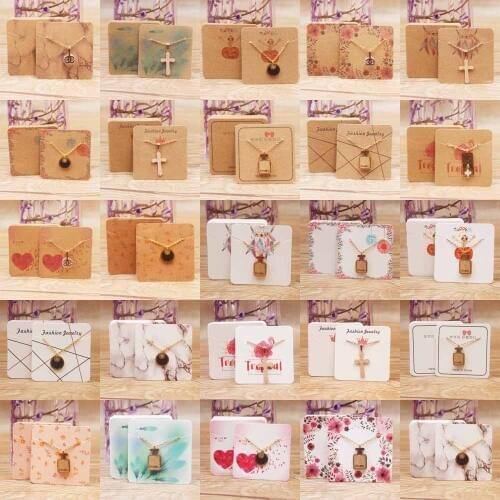 24designs Fashion Jewelry Display Necklace charms package card 50pcs kraft Dreamcatcher /marble style pendant display tag card