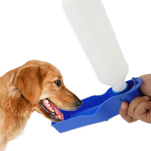 500ml Pet Dog Water Bottle Blue Feeder With Bowl Plastic Portable Water Bottle For Outdoor Travel Pet Drinking Water Feeder