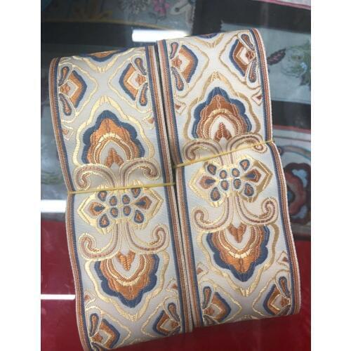 8yards/lots Woven Jacquard Ribbon Trims geometric white totem pattern for curtain and clothing accessory size 6cm LS-2678