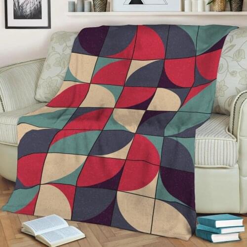 Abstract Geometric Pattern 3D Printed Velvet Plush Throw Fleece Blanket Bedspread Sherpa Blanket Home Decora
