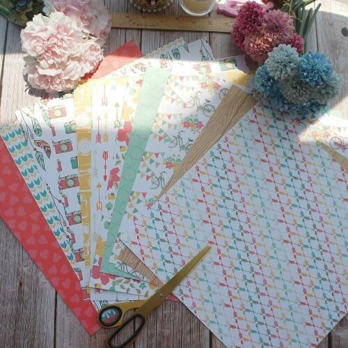 24sheets 12" DIY Sunday Outdoor Party Design Gift Wrapping Paper Creative Paper Craft Handmade Scrapbooking Set