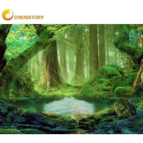 Chenistory Green Jungle And Cats Landscape Painting By Numbers Kits Diy Gift For Kids Adults Birthday Painting Kits Home Decors
