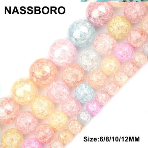 Colorful Glass Beads Quartz Crystal Beads Rock Popcorn Loose Spacer Diy Beads For Jewelry Making Wholesale 6/8/10/12MM