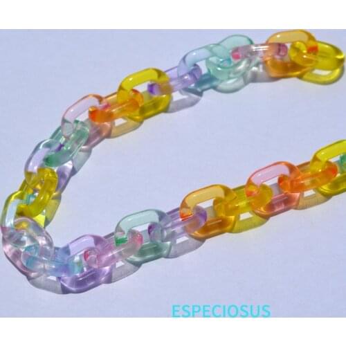 DIY Jewelry Accessory Oval Shape Transparent Acrylic Link Beads Multi Color Chain Combination Necklace Making Departments 50pcs
