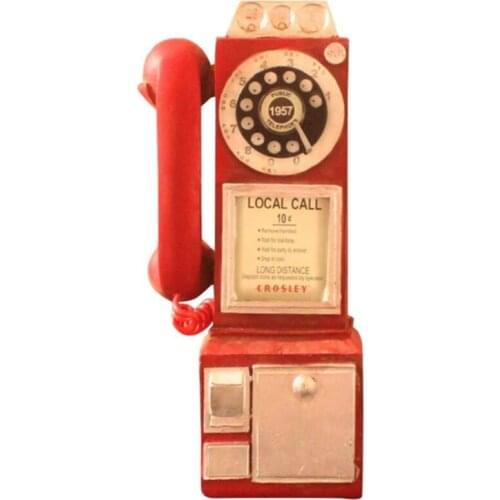 Home Decor Vintage Telephone Model Wall Hanging Crafts Ornament Retro Home Furniture Figurine Phone Miniature Decoration