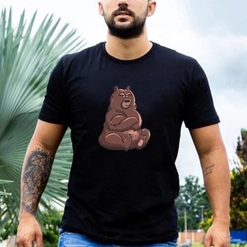 Funny Wild Bear Polar Teddy Bears Animal Tshirt Brown Grizzly Panda Cartoon Printed Tops Casual Summer 100% Cotton O-neck Tee