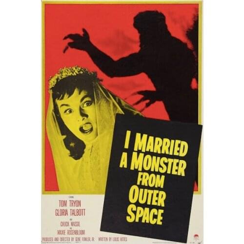I Married a Monster from Outer Space Sci-Fi Classic Movie Horror Retro Vintage Poster Canvas DIY Wall Paper Home Decor Gift