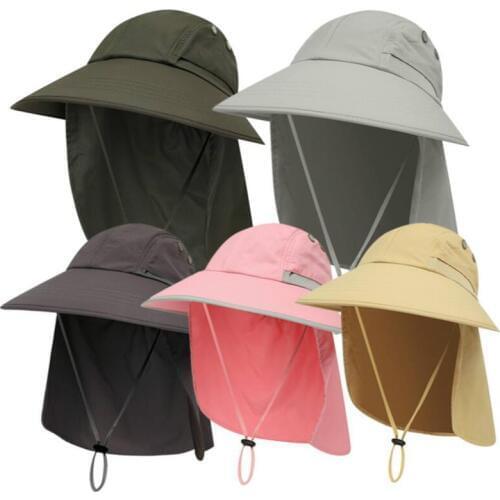 Wide brim women ponytail fishing cap adjustable fishermen female cap solid UV protection bucket hat summer sunscreen sun hat bob