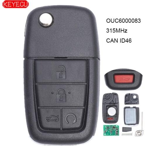 KEYECU Flip Remote Car Key Fob 315MHz CAN ID46 Chip 4+1 Button for Pontiac G8 2008-2009 FCC ID: OUC6000083